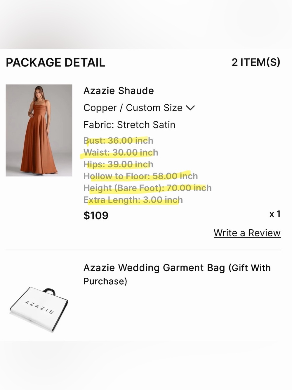 Azazie Shaude Stretch Copper A-Line Pleated Stretch Satin Dress, Size 8 - Picture 9 of 10